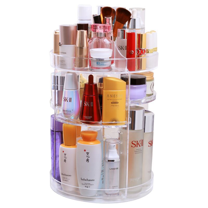 Boîte de rangement de maquillage à Rotation de 360 degrés, boîte de rangement cosmétique transparente, Rotation de multifonctionnelle, acrylique détachable