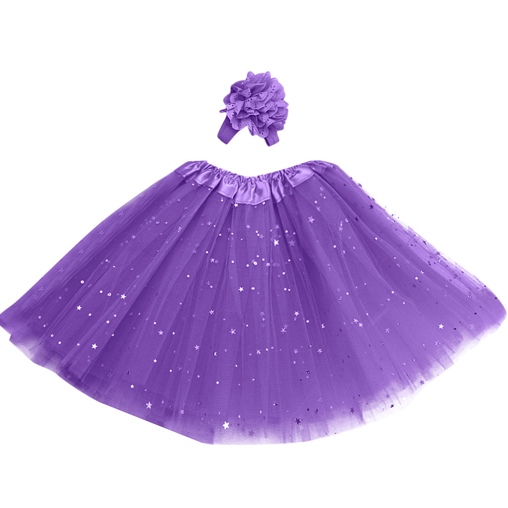 Kinder Mädchen Petticoat Paillette Stern Pettiskirt Haar Band Tutu Rock Dancewear roten tutu rock kinder röcke rock für kinder mädchen: Purple 