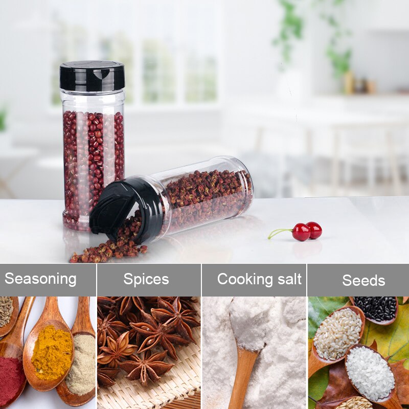 Recipiente de plástico para sal y pimienta, contenedor de especias con etiquetas sin BPA, juego de tarros de cocina, herramienta para barbacoa, 10/15/20/Uds.