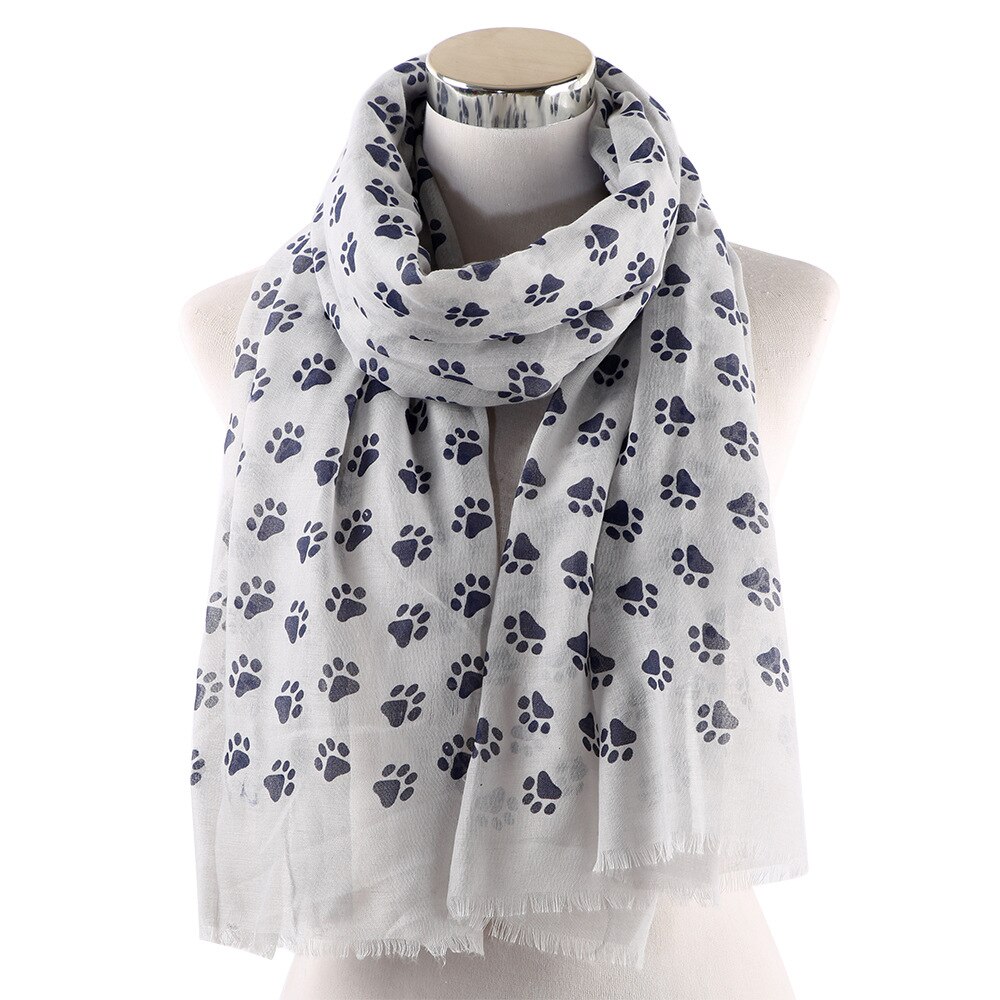 mignon chien patte écharpe femmes chien pas imprimé châle pour chien amoureux printemps hiver enveloppement doux Souvenir 90x180cm: Gris