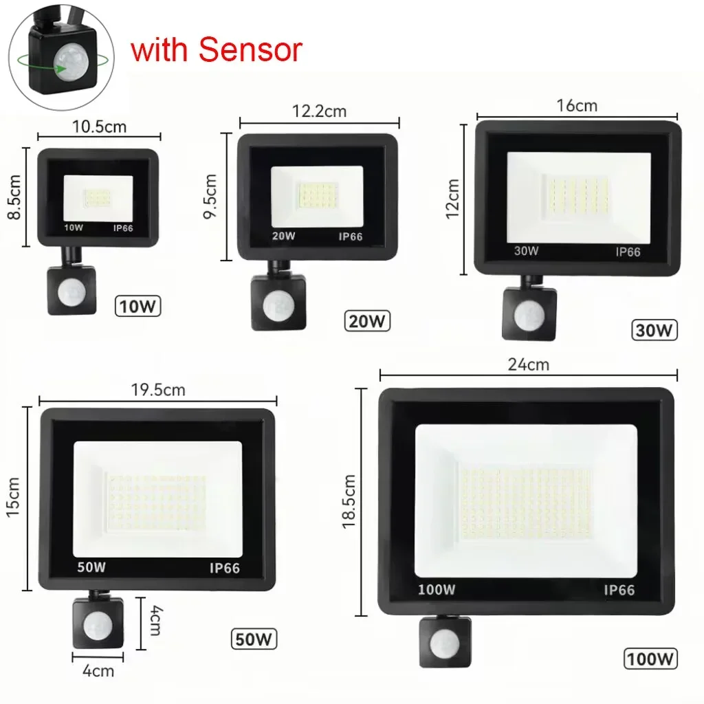 Beveiligingsverlichting Outdoor Bewegingssensor Led Pir Schijnwerper 10W 20W 30W 50W 100W IP66 Waterdichte Buitenmuur Licht Tuin Deuropening: Blauw / 10w