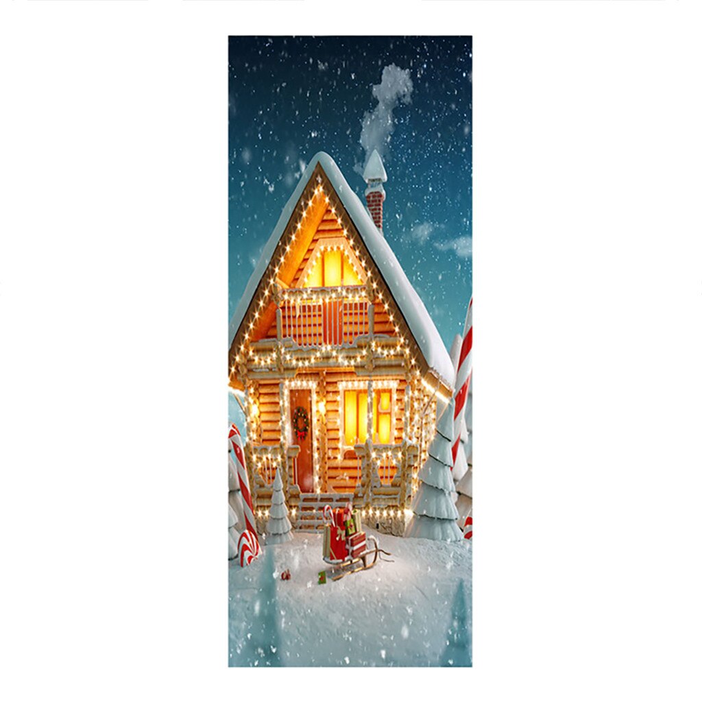 Kerst Decoratie Deur Stickers 3D Simulatie Verwijderbare Waterdichte Muurstickers Decoraties Voor Huis Новогодние Украшения: B