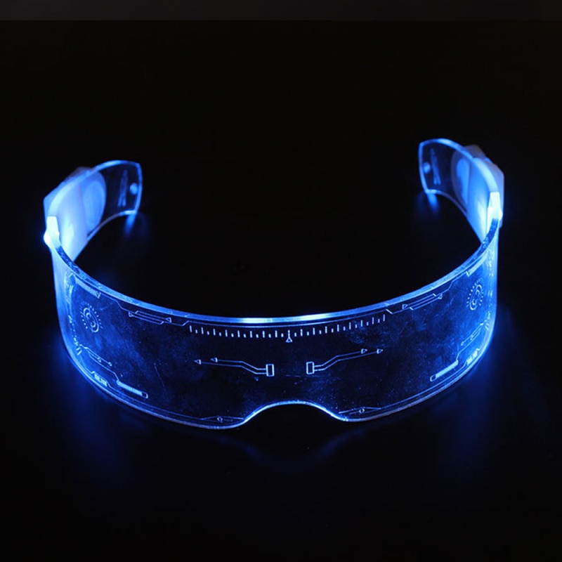 Magic Led Luminous Glasses Party Futuristic Electronic Visor Glasses Light Up Glasses Prop DIY Halloween Festival Performance