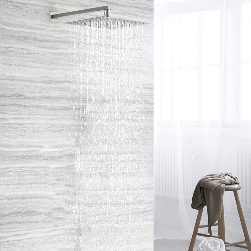Wall Ceiling Mounted Shower Arm Stainless Steel Brushed Bathroom Shower Accessories Shower Head Fixed Pipe Round and Square G1/2