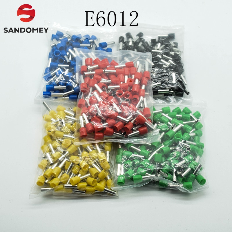 E6012 Tube insulating terminals 6MM2 Cable Wire Connector Insulating Crimp Terminal Insulated Connector 100PCS/Pack