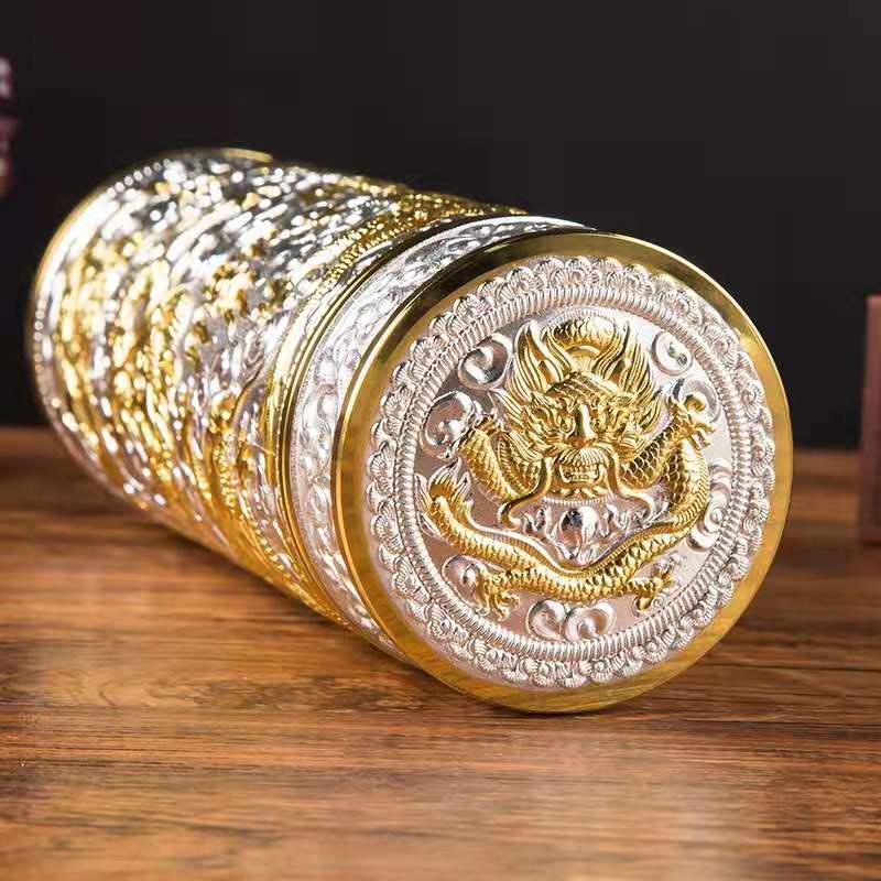 Silver Inner Liner Thermos Bottle Chinese Style Dragon Pattern Water Bottle Insulated Thermos Flask For Camping Business