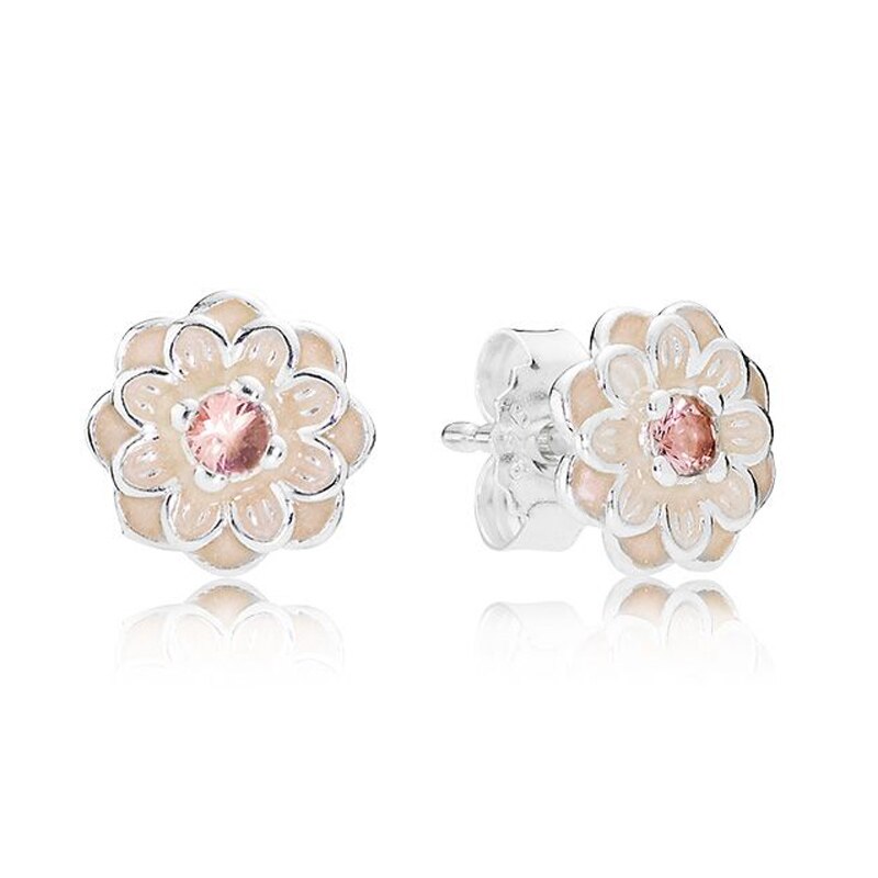 925 Argento sterlina Rosa Smalto Giardino Abbagliante Margherita Fiore di Magnolia Fiore Forget Me Not Orecchino di Modo Per Le Donne del Regalo Dei Monili: 6