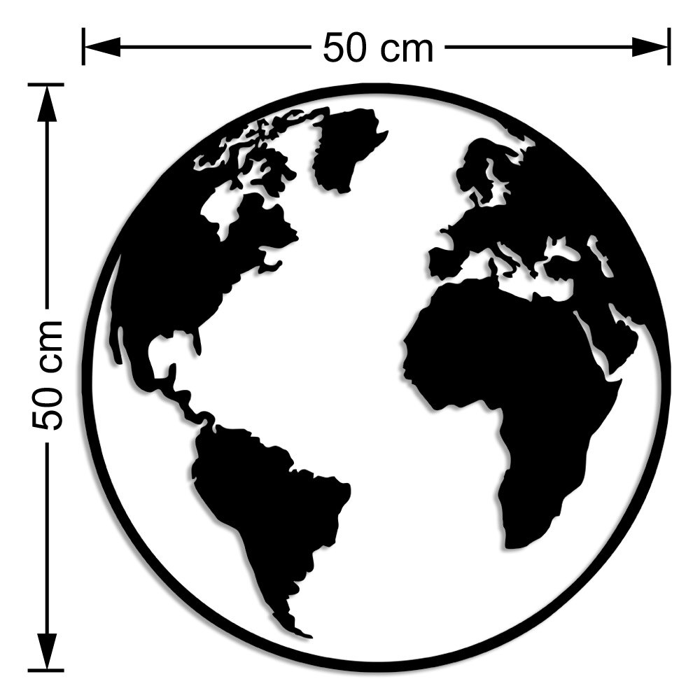 Wereldbol ronde wandtafel decoratieve woonaccessoire houten tafel 50 x 50cm
