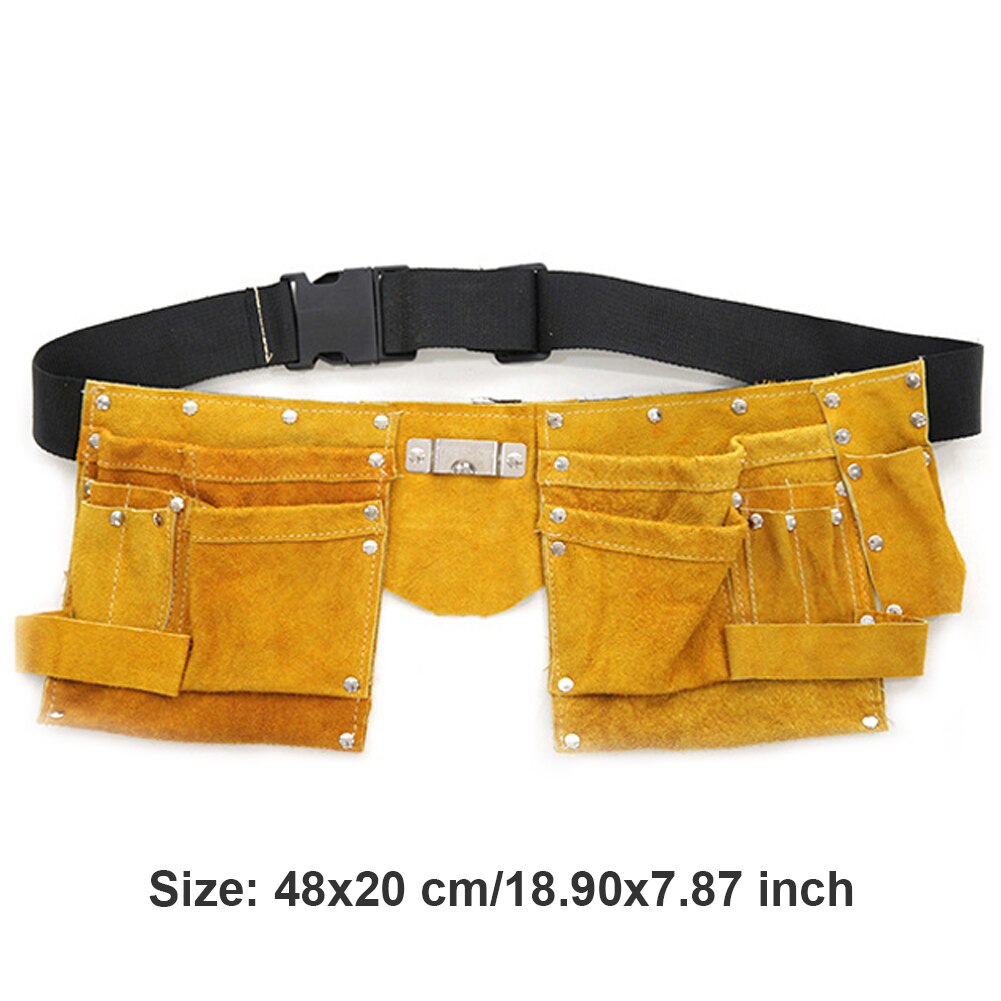 Multi-functional Tool Belt Pouch Leather Bag Pocket Heavy Duty Adjustable For Electrician Carpenter Joiner Men Women Tools Bag