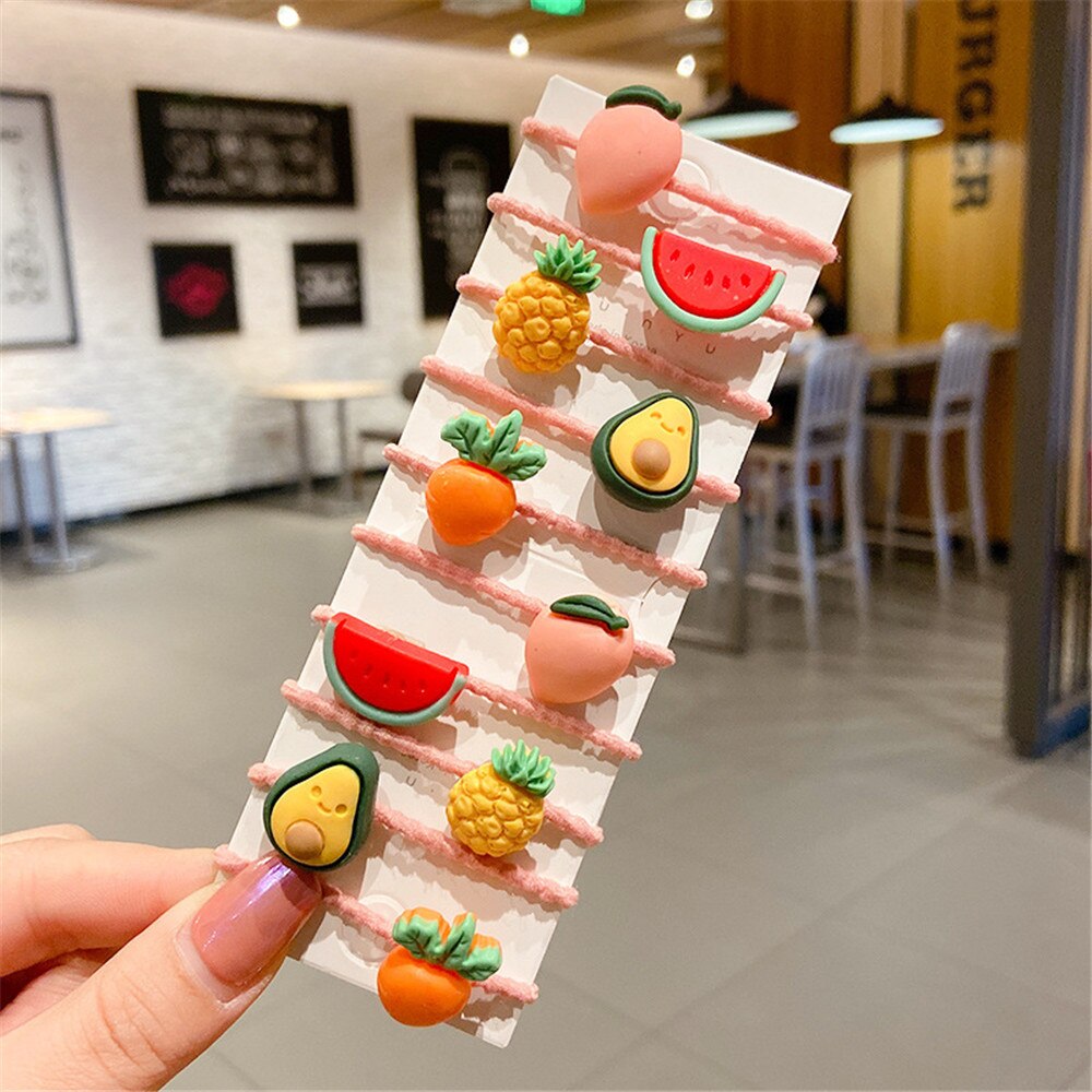 10 unids/set lindo niñas Floral de bandas de goma princesa Kawaii adorno para el pelo sombreros elástico para el pelo diademas para el cabello Accesorios: 6