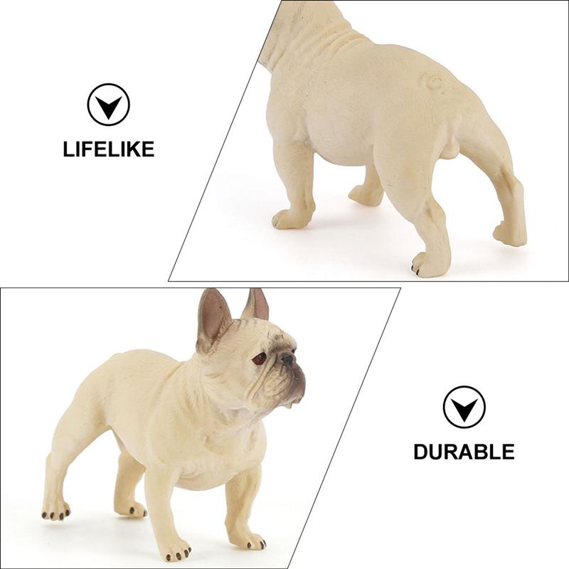 1pc Simulated Bulldog Model Lifelike Bulldog Toy Bonsai Decor (Light Yellow)