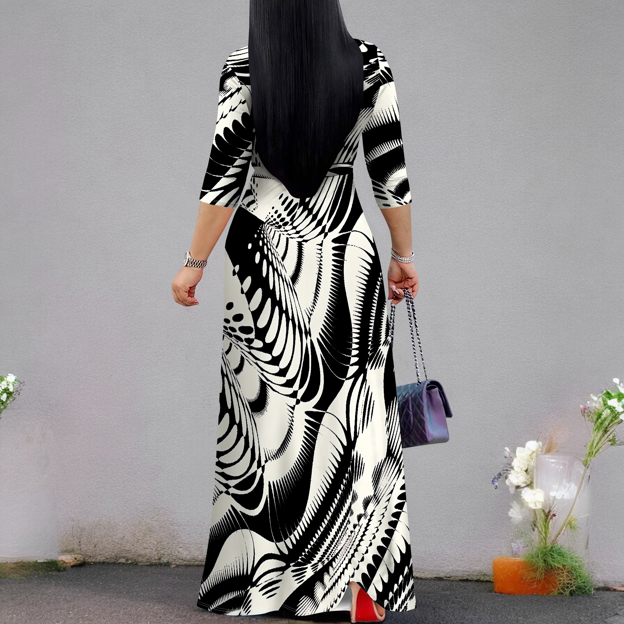 Summer Printed Short Sleeve Maxi Dress for Women Short Sleeve Long Dress Cocktail Party Loose Casual Dresses