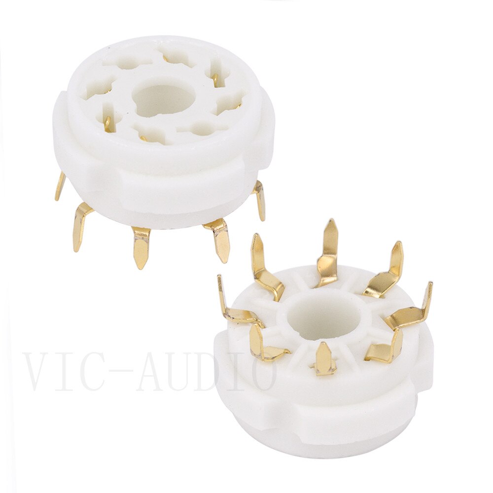 10PCS Ceramic K8A 8Pin Vacuum Tube Socket PCB Mount Gold Octal Valve Base For KT88 EL34 6SN7 6SL7 6CA7 EL34 GZ34 Vacuum Tube Amp