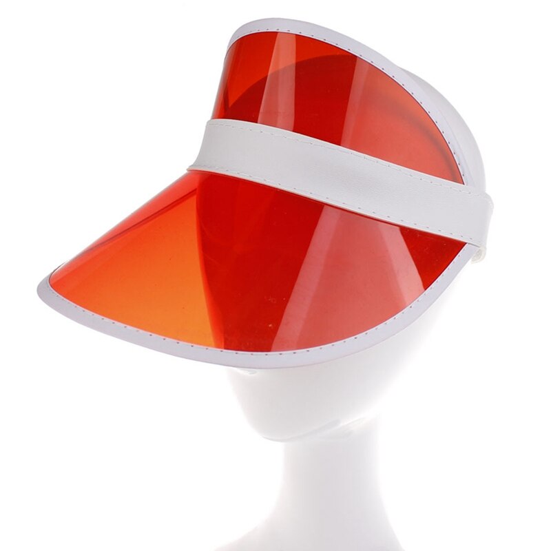 proprietà in PVC Trasparente Visiera Del Cappello Del suola Del Partito casuale Cappello di Plastica Trasparente Adulto Protezione Solare cap Visiere Degli Uomini Delle Donne tutto'aperto Del Cappello Della signora cap: rosso