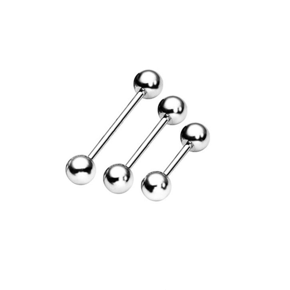 Piercing Lengua 5PCs Industrial Bar Titanium Silver Tongue Barbell Rings Nipple Earrings Punk Body Jewelry: 1.6-16-5mm