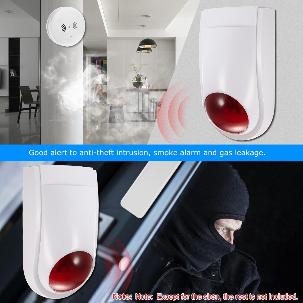 Wireless Sound Strobe Siren Alarm Host Flash Light Alarm Outdoor Waterproof Compatible with 433MHz Remote Control