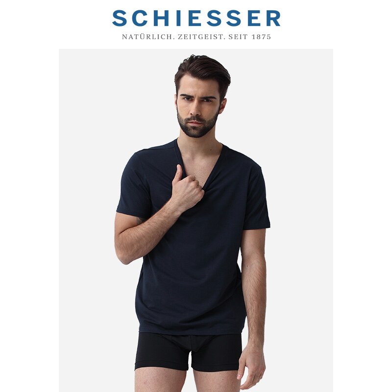 SCHIESSER 2-piece Men's Supima Cotton breathable round neck short-sleeved T-shirt E5/17095M