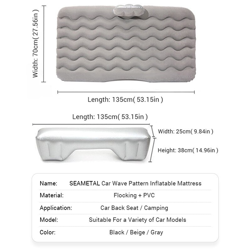 Car Inflatable Bed Flocking Cloth Seat Back Bed for Travel Kids Sleep Rest Outdoor Indoor Multi-functional Inflatable Mattress