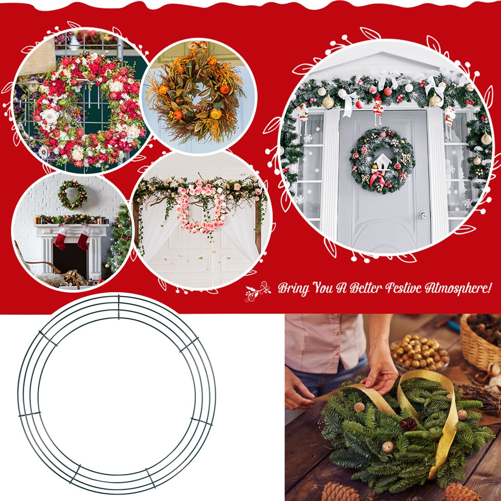Round Metal Wreath 14 In Heart-Shaped Wire Frame Wedding Valentine's Day DIY