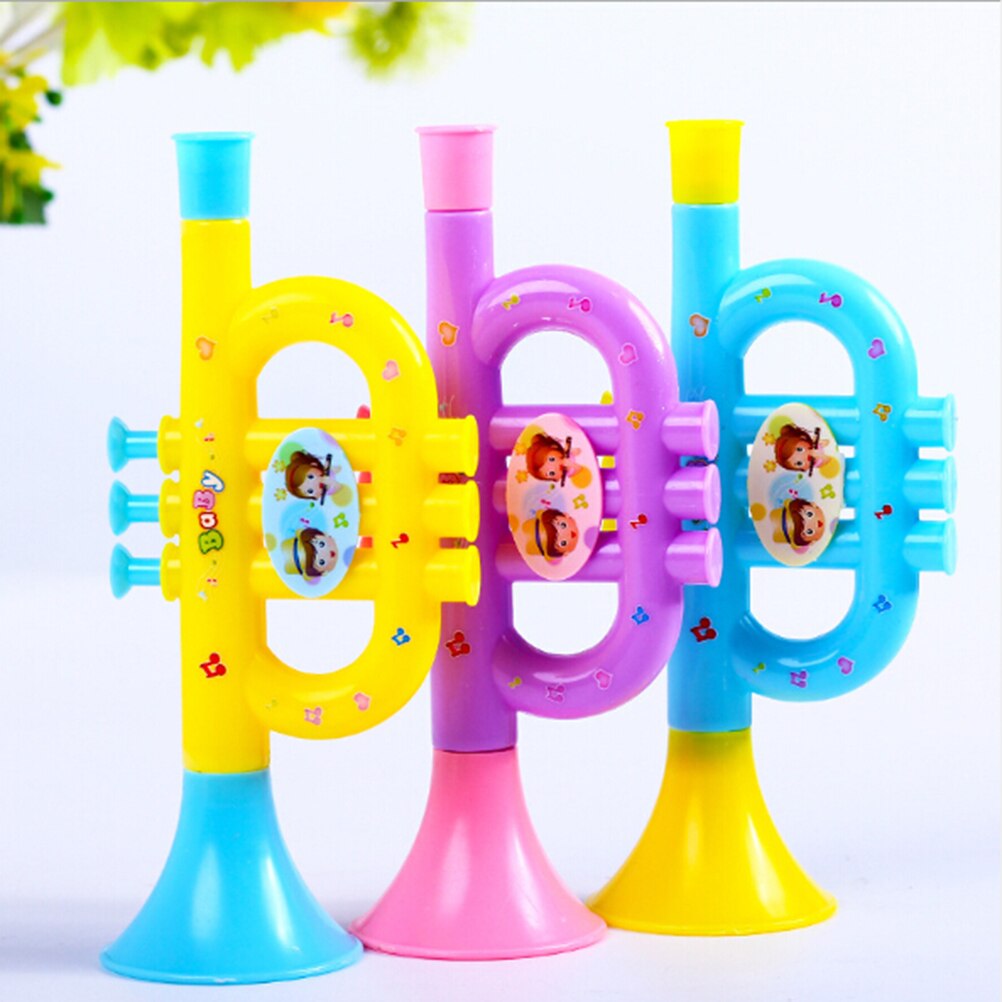 1 stk børne trompet legetøj tegneserie plastik spille medium instrument baby musik legetøj lxx
