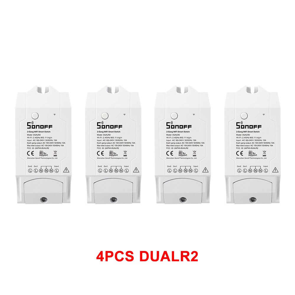 Itead Sonoff Dual R2 2 Gang Wifi Licht Smart Switch Tijdschema Smart Scène Via Ewelink Werkt Met Alexa Google thuis Ifttt: 4PCS Dual R2