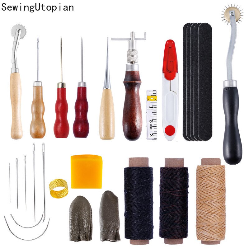 28PCS Leather Tool Kit Leather Working Tools Leather Sewing Kit with Leather Thread Leather Stitching Fit Homemakerts