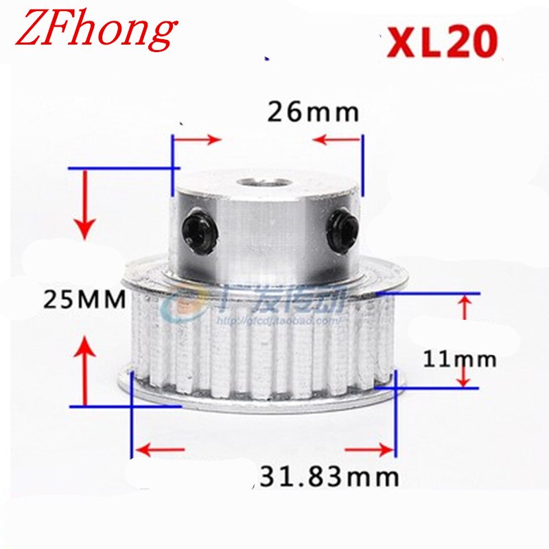 1 st XL20 Timing katrol pitch 5.08mm tanden 20 breedte 11mm boring 12.7/14/15 /16/17/20mm