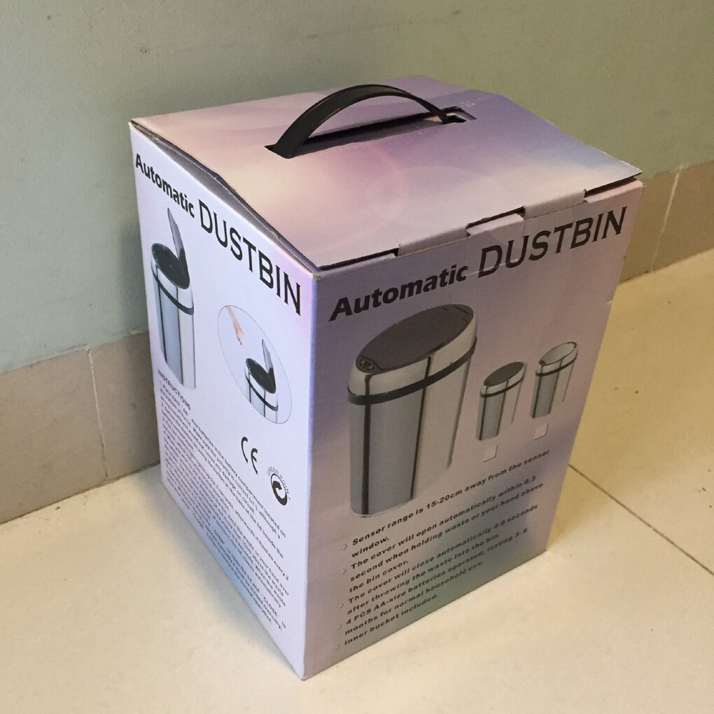 Stainless Steel Auto Open/Close Garbage Can Sensor Trash Bin Recycling Container Battery Power with Inner Bucket