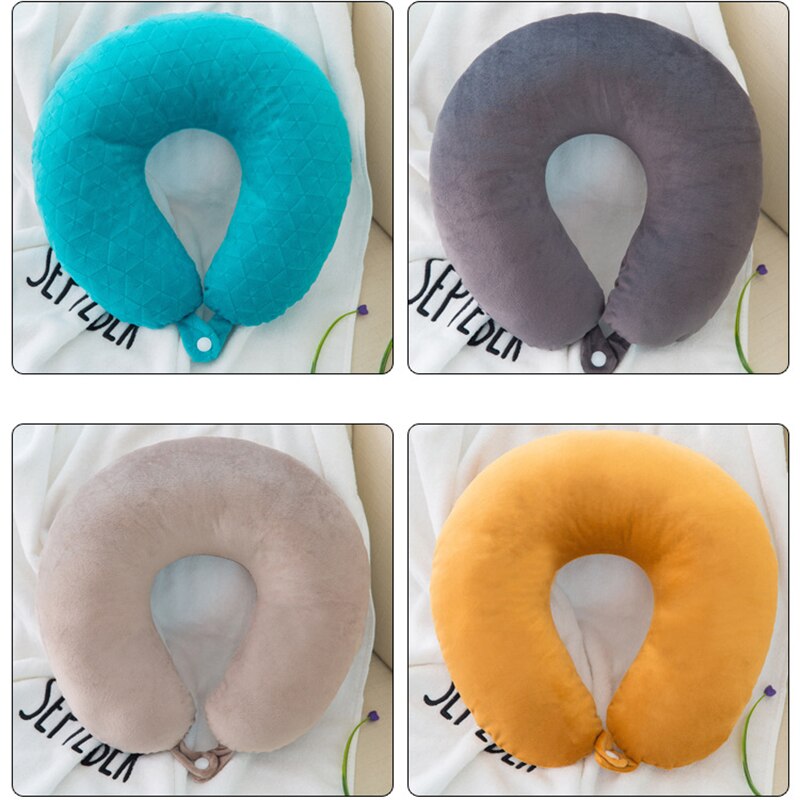 Sammet u-formad långsam rebound minne skum kudde nackkuddar hälsovård nackstöd för kropp kontor flygbil reser praktiskt