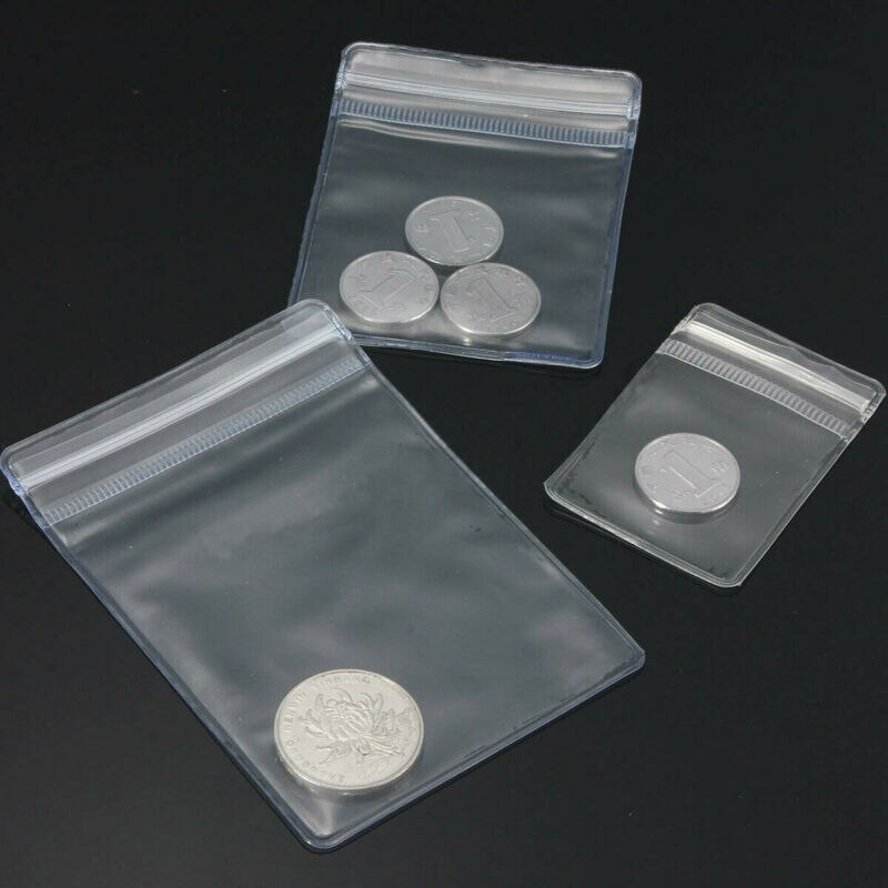 100pcs Thick Grip Resealable Zip Lock Bags Self Seal Clear Plastic Poly Bag