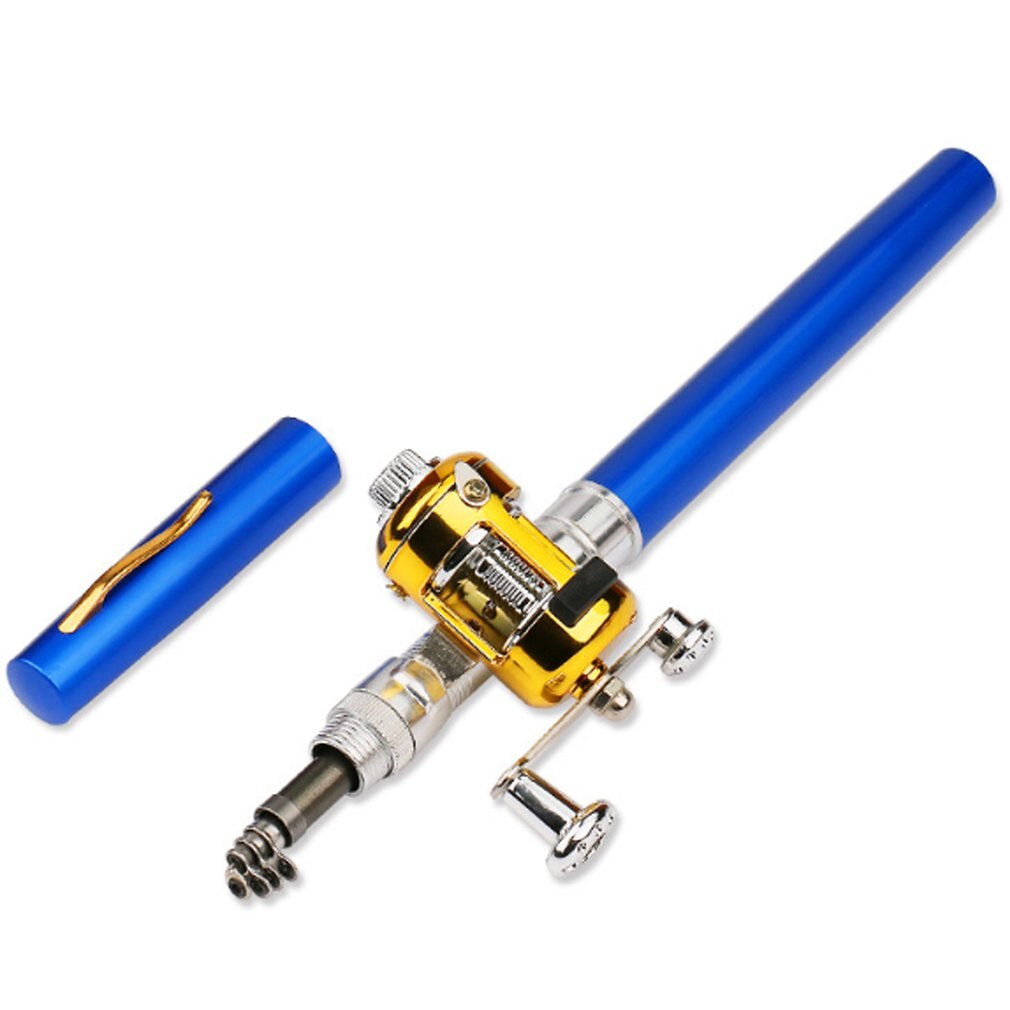 Pen Type Fishing Rod Mini Pocket Ice Fishing Rod: Blue