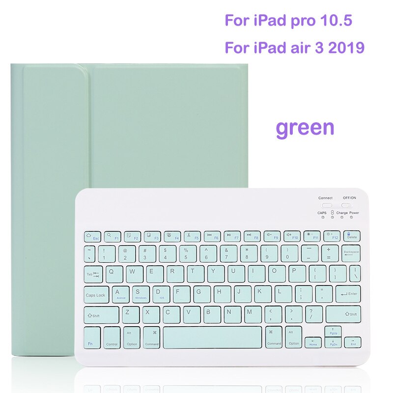 Case For iPad 10.2 9.7 5th 6th 7th Generation bluetooth Keyboard Case for iPad Air 1 2 3 Pro 10.5 11 12.9 Cover: For iPad 10.5 green