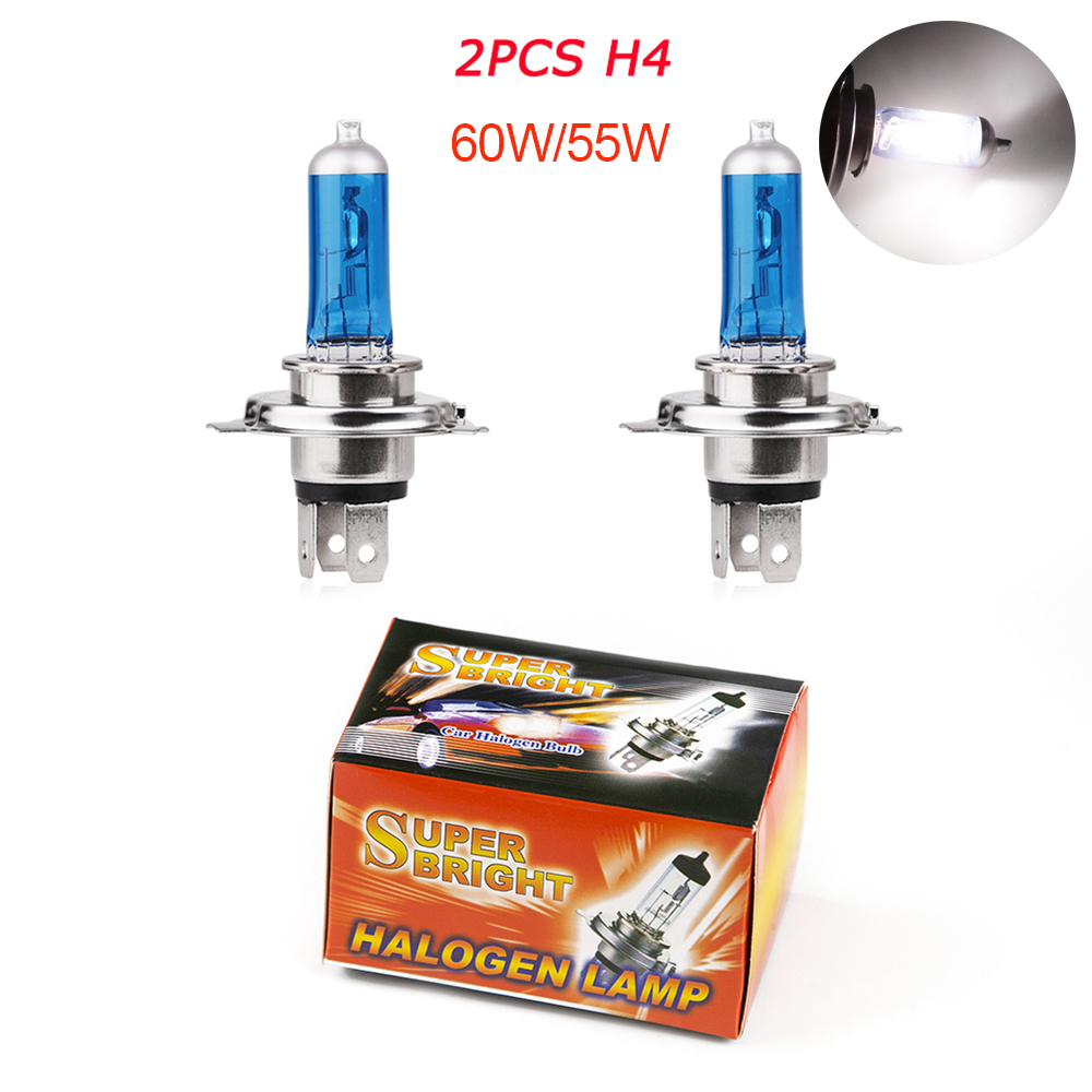 Bombilla halógena de haz alto y bajo H4 para coche 60/55w 12v luz blanca P43t lámpara de faro 6000k 55w lámpara de faro: Azul