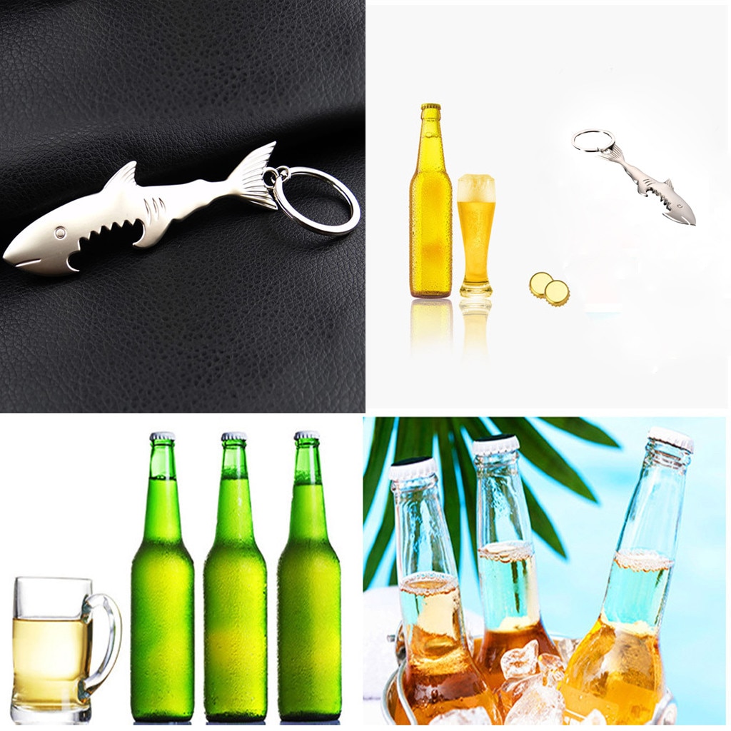Beer Opener Keychain Ring Unisex Beer Bottle Shark Bottle Opener Easy Open Keychain Keyring Bottle Opener For Beer