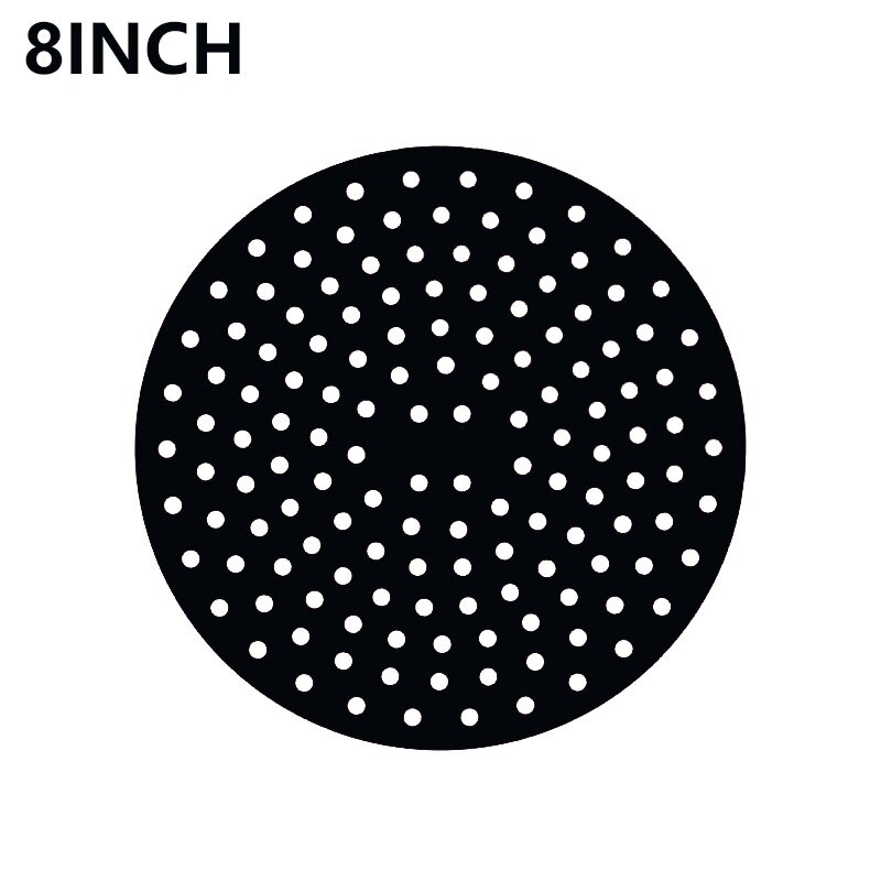 Reusable 1pc Air Fryer Square Baking Pads Food Grade Silicone Square Baking Tools Silicone Oil Mats Bun Cake Grilled Saucer: Round black-8 inch