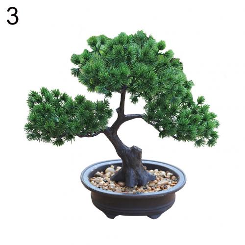 1pc kunstig bonsai lite grønt tre med potteplanter furu kunstig potteplante ornamentr plante kunstig plante kontor: 3