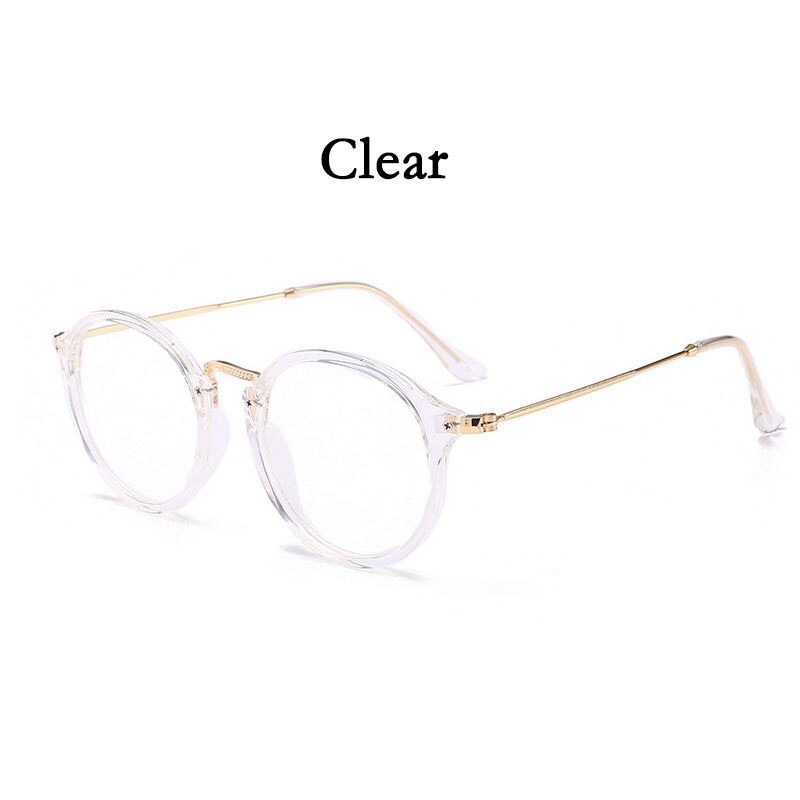 Gafas de luz azul, marco de gafas para ordenador, gafas redondas transparentes para mujer, gafas de montura óptica para mujer, montura transparente: Clear