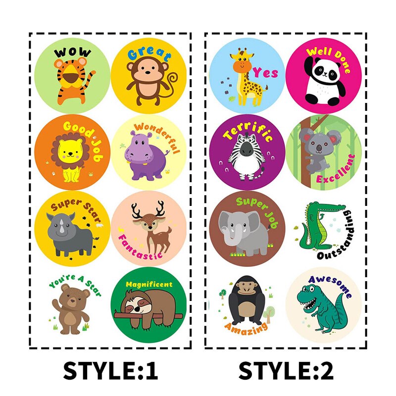 Reward Stickers Encouragement Sticker Roll for Kids Motivational Stickers with Cute Animals for Students Teachers