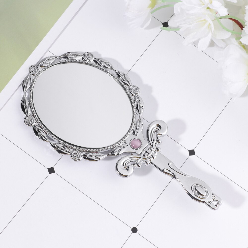 Espejo de bolsillo Vintage para maquillaje para niña, espejo pequeño plegable para cosmética, espejo de maquillaje para niña Mini, suministros de viaje (Color bronce, ovalado