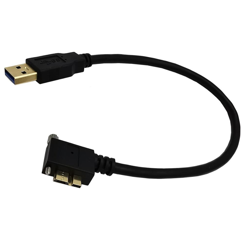 Gold-plated USB 3.0 A Male to Micro B Male 90° Angle with optional Screw Locking Cable for camera hard disk box player 0.3m-3m