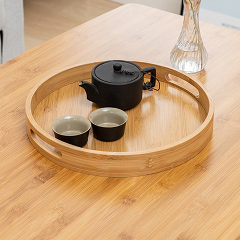 Japanse Stijl Ronde Lade Voedsel Serveren Plaat Hout Snack Deseert Plaat Teaboard Voor Thuis Wf