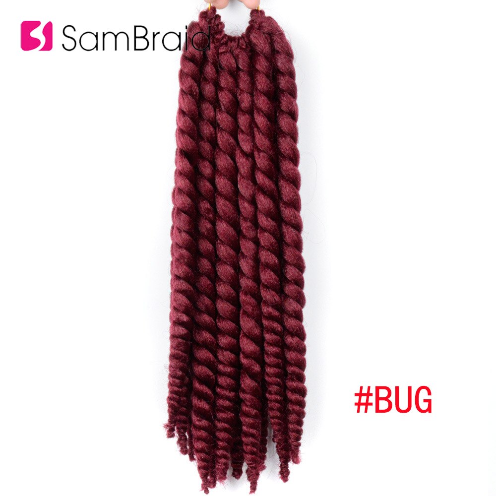 Sambraid Crochet Braids Box Braids 14 Inch Synthetic Braiding Hair Extensions Crochet Braiding Hair For Women: #Burgundy / 6Pcs/Lot