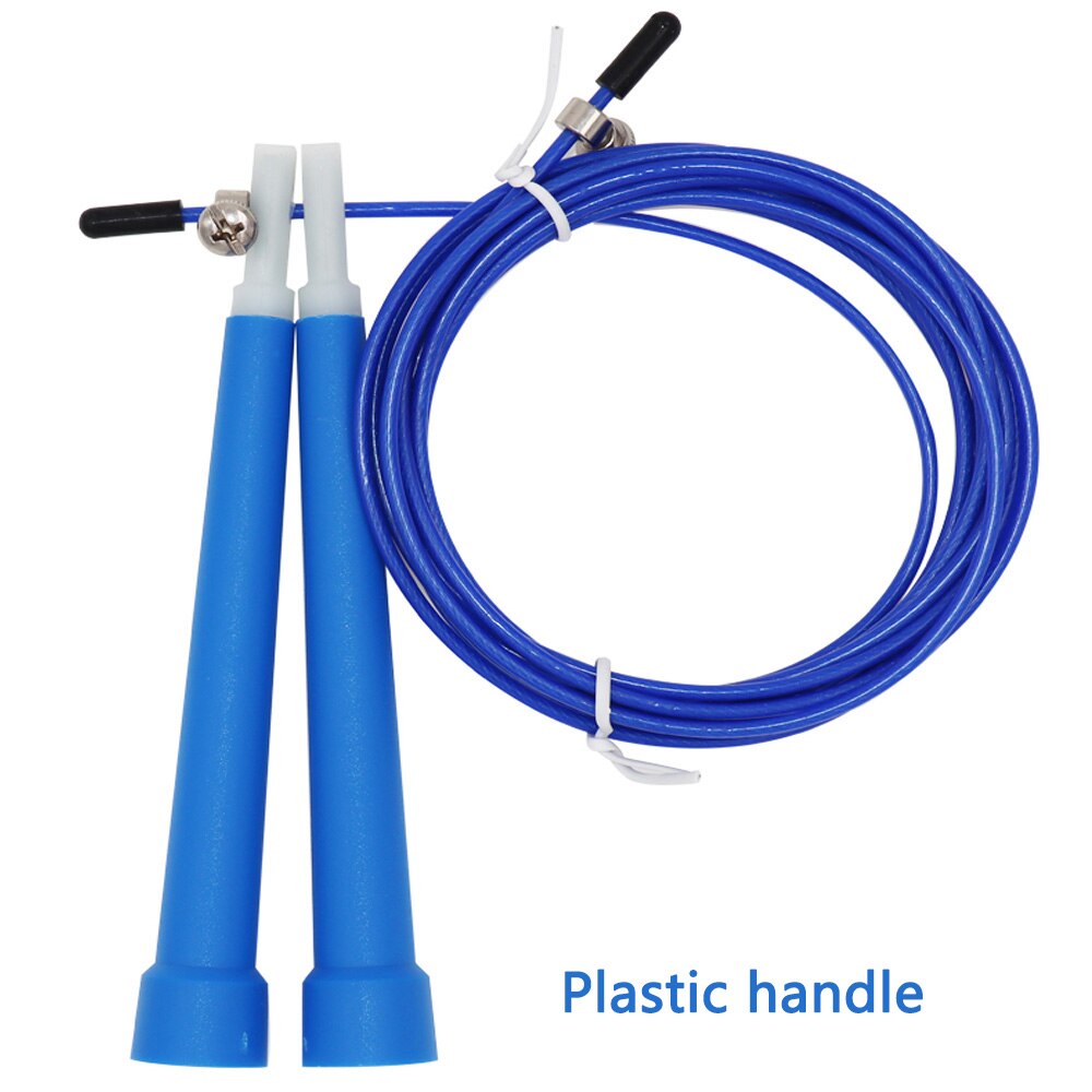 Aluminium Speed Jump Rope Crossfit Fitness Training 3M Adjustable Stainless Steel Wire Home Gym Skipping Ropes: Plastic handle blue
