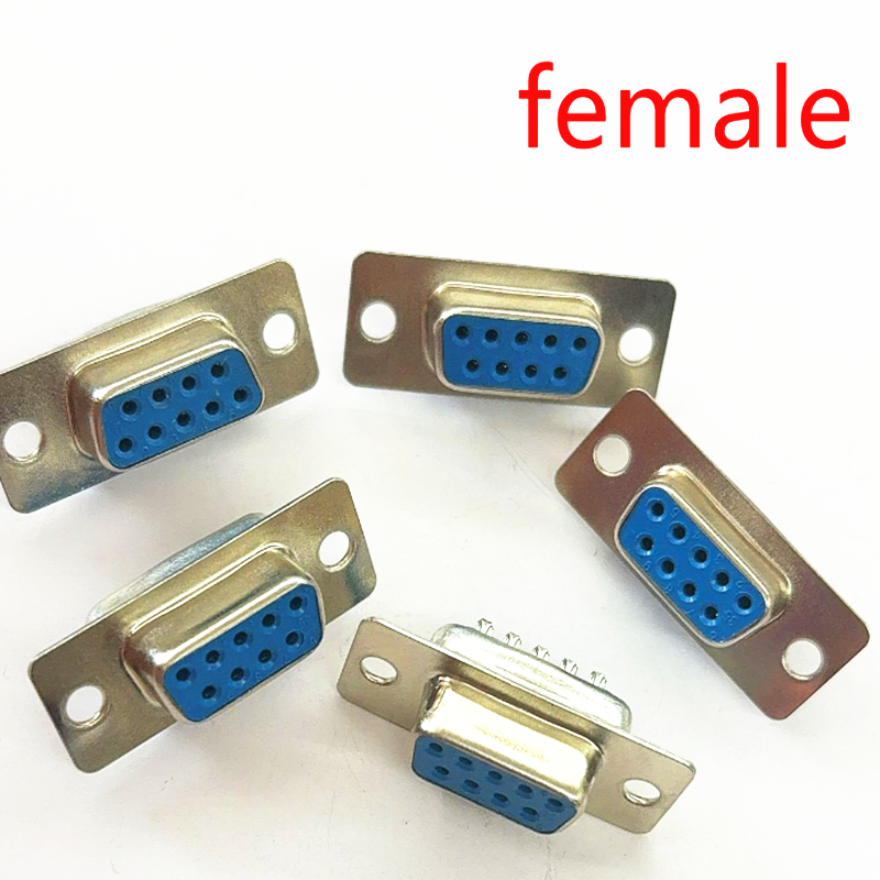 10 unids/lote conector de puerto serie RS232 DB9 enchufe macho y hembra/conector de clavija adaptador de enchufe COM RS232 de cobre de 9 pines