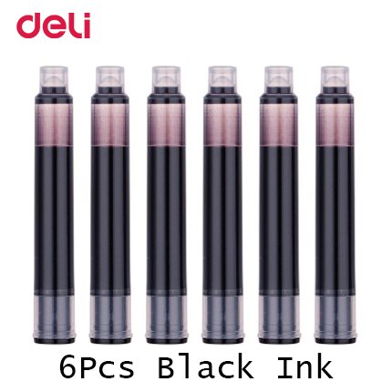 Deli pen Candy Fountain pen writing stationery blue ink pen school & business supplies for kid writing tools: 6 pcs black ink