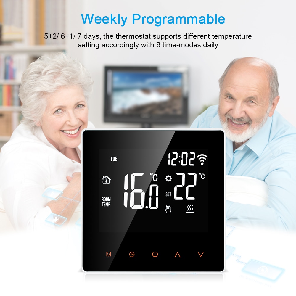 Wi-Fi Smart Digital Temperature Thermostat Controller APP Control LCD DisplayTouch Screen Week Programmable Electric