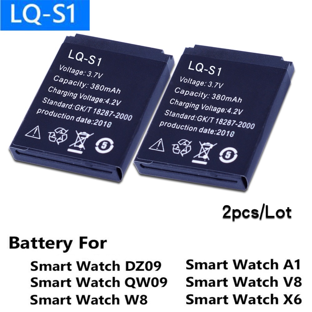 2Pcs LQ-S1 3.7V Oplaadbare Li-Ion Polymeer Batterij Voor Slimme Horloge HLX-S1 Dj-09 AB-S1 M9 FYM-M9 JJY-S1 DZ09 QW09 W8 A1 V8 X6