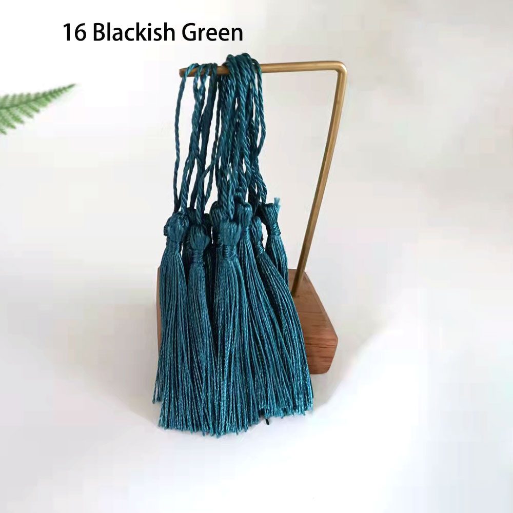 100pcs/lot 8cm Vertical Tassel Fringe Pendant DIY Party Hanging Ring Cords Tassel Curtain Home Decoration Tassel Lace: 16BlackishGreen100pc