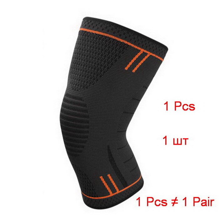 1Pcs Elastic Knee Pad For Sport Garden Work Knee Support Sleeve For Fitness Running Volleyball Knee Brace mtb Bike kneepad: 1pcs black orange / M