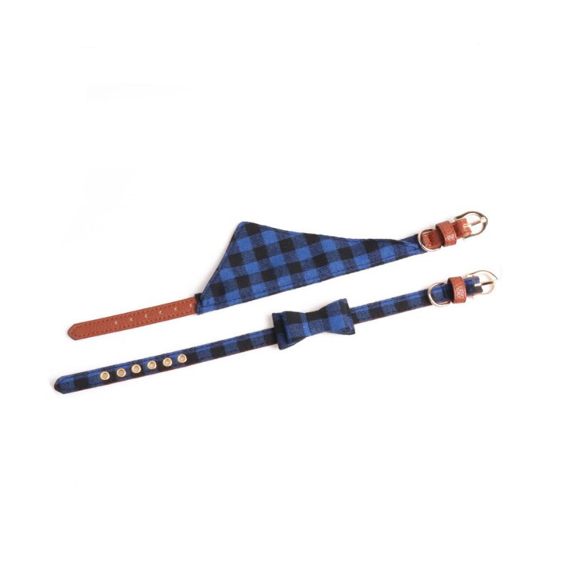Engeland Plaid Halsband Kat Kraag Bandana Zachte Doek PU Leer Gouden Gesp Bowtie Kleine Halsbanden Riemen Huisdier Product
